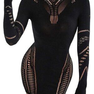 Women's 2025 Sexy Club Mini Dress Lace Babydoll High Neck